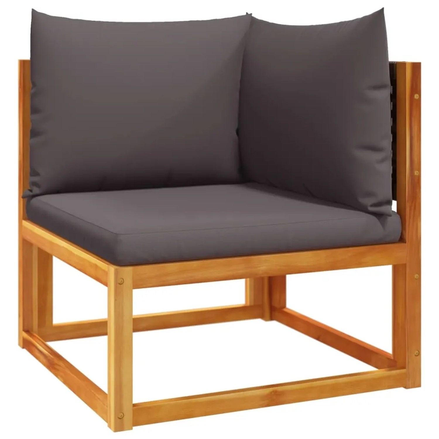 vidaXL Gartenmöbel: Ecksofa aus Akazie mit grauen Kissen für Garten oder Terrasse.