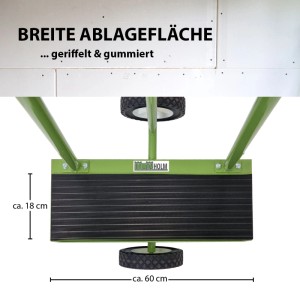 TRUTZHOLM Plattenwagen, Stahl, grüne Ausführung mit gummierter Auflage und Vollgummirädern.