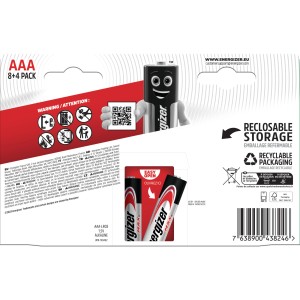 Energizer Max Micro AAA Batterien, 12er Pack (8+4 gratis), Alkali-Mangan-Batterien für Geräte des täglichen Gebrauchs.