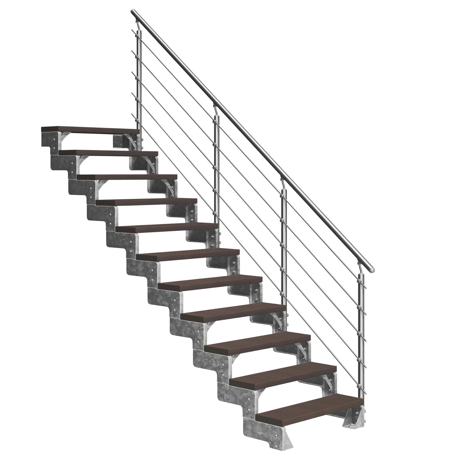 Dolle Außentreppe Gardentop 11 Trimax-Stufen 80 cm Dunkelbraun + Prova-Geländer