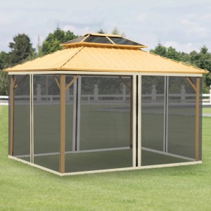 Outsunny Gazebo Moskitonetz, schwarzer Polyesterstoff, 352x207cm, für entspannte Stunden im Freien.