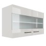 Flex-Well Oberschrank Lund, 100 cm, lichtgrau glänzend mit Milchglastüren.