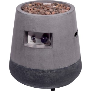 Graue Dobar Outdoor-Feuerschale Stellar Ø 50 cm mit Lavasteinen und Gasflamme.