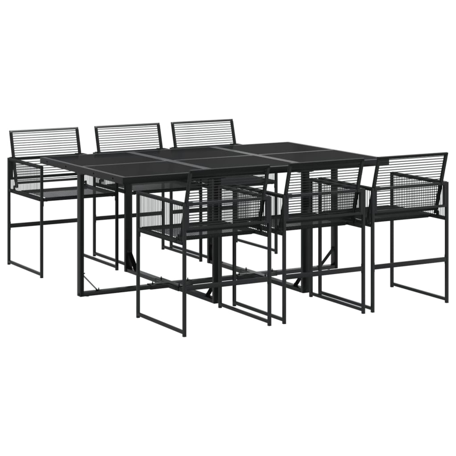 vidaXL 7-Tlg Garten-Essgruppe Schwarz Poly Rattan 3295034 günstig online kaufen
