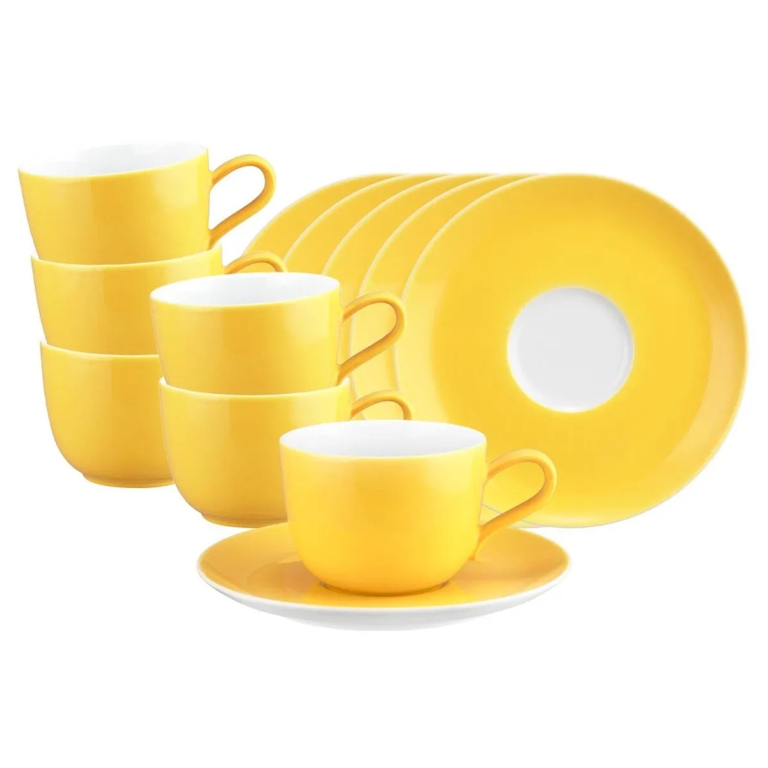 Seltmann Weiden Liberty Pure Colors Kaffeetasse mit Untertasse 260 ml 6er Set Yellow Glow