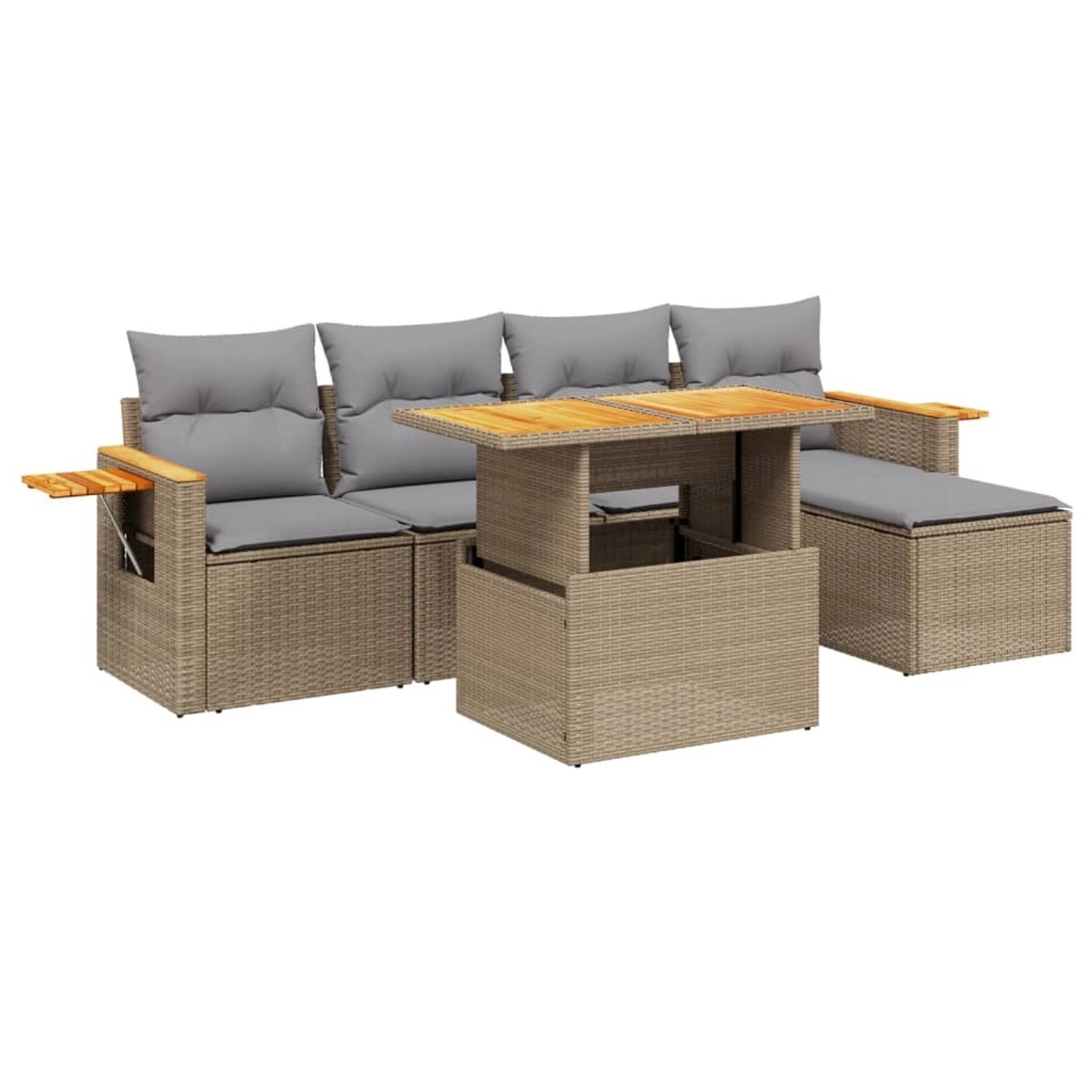 vidaXL 6-tlg Garten-Sofagarnitur mit Kissen Beige Poly Rattan Modell 369 günstig online kaufen