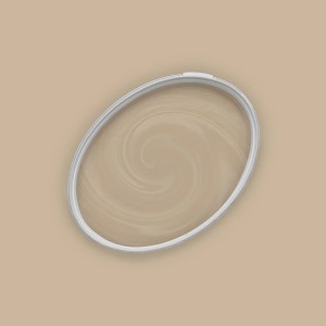 Offene Dose Tadessi Wandfarbe Beige Color Vista Cappuccino Mocha matt, 5l. Cremige, leicht verwirbelte Oberfläche.