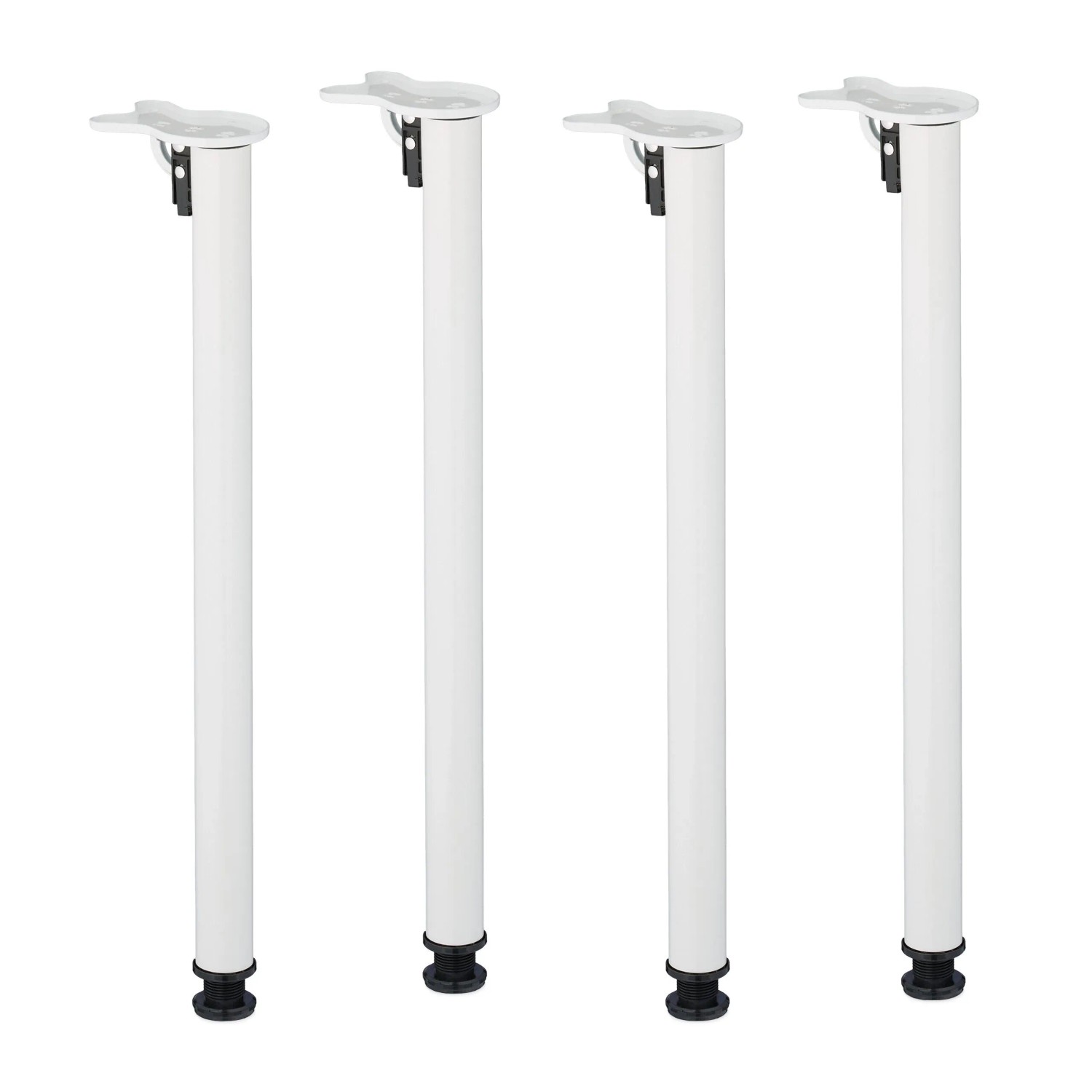 Relaxdays Tischbeine 4er Set Eisen Weiß Klappbar Verstellbar 71 cm