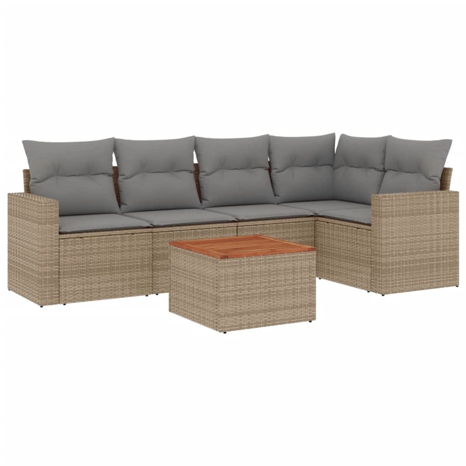 vidaXL 6-Tlg Garten-Sofagarnitur mit Kissen Beige Poly Rattan 3256444 günstig online kaufen
