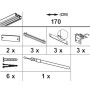 Bestandteile Gardinia Flächenvorhangschiene Komfort Komplett-Set 3-läufig Weiß 170 cm.