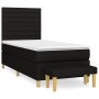 Schwarzes vidaXL Boxspringbett (80x200 cm) mit Matratze und Bank, Stoffbezug.