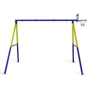CCLIFE Schaukelgestell aus Metall mit Basketballkorb, blau-gelb, für Kinder bis 200 kg.