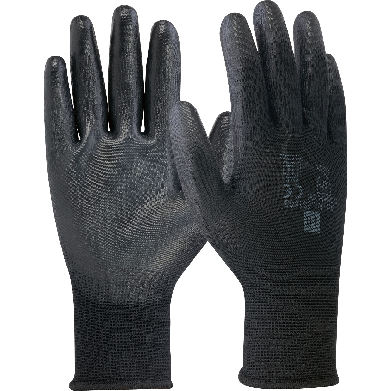 Schwarze LUX PU Arbeitshandschuhe, 3er Pack, Größe 10, für optimalen Schutz.