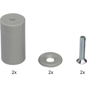 Schellenberg Rollladen-Anschlagstopfen Set, grau, mit Schrauben und Unterlegscheiben.