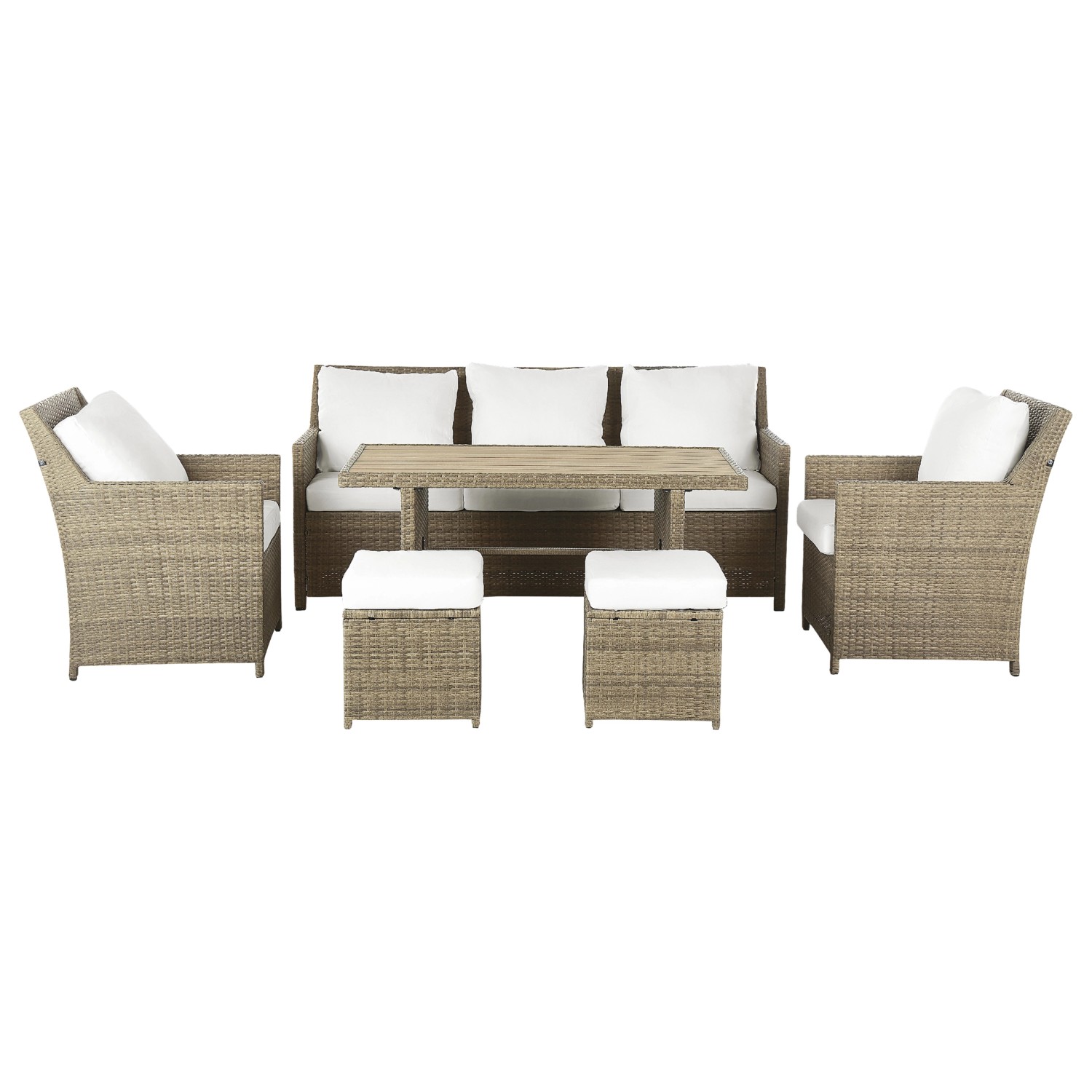 Beliani Lounge Set FONTI Weiss Braun 69x188x89