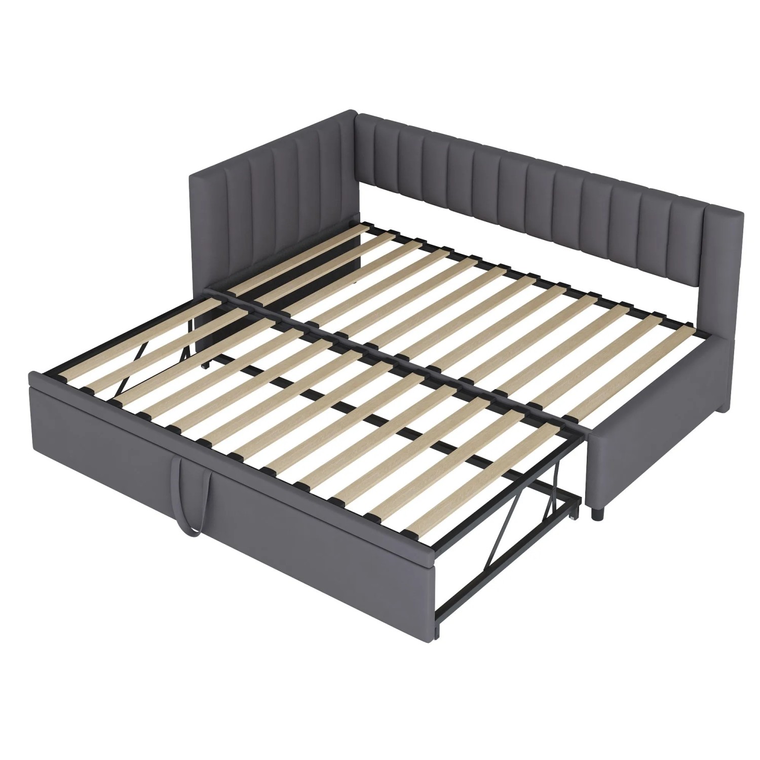 Merax Schlafsofa 90/180x200cm Samt Ausziehbett Grau