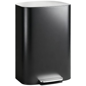 Schwarzer HOMCOM Edelstahl Mülleimer 50L mit silbernem Deckel und Pedal. Modernes Design für Küche.