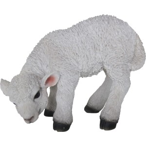 Stehendes Deko-Baby-Lamm (30 cm) aus Polystone für die Gartendekoration.