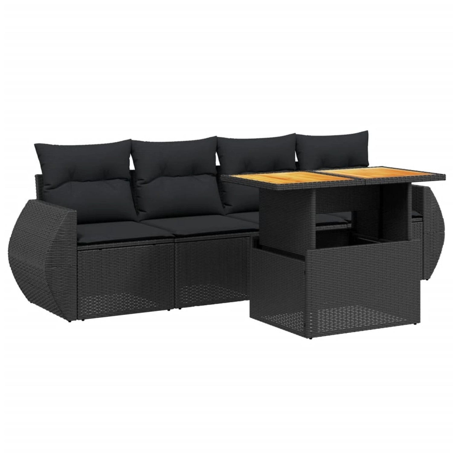 vidaXL 5-Tlg Garten-Sofagarnitur mit Kissen Schwarz Poly Rattan 3272070 günstig online kaufen