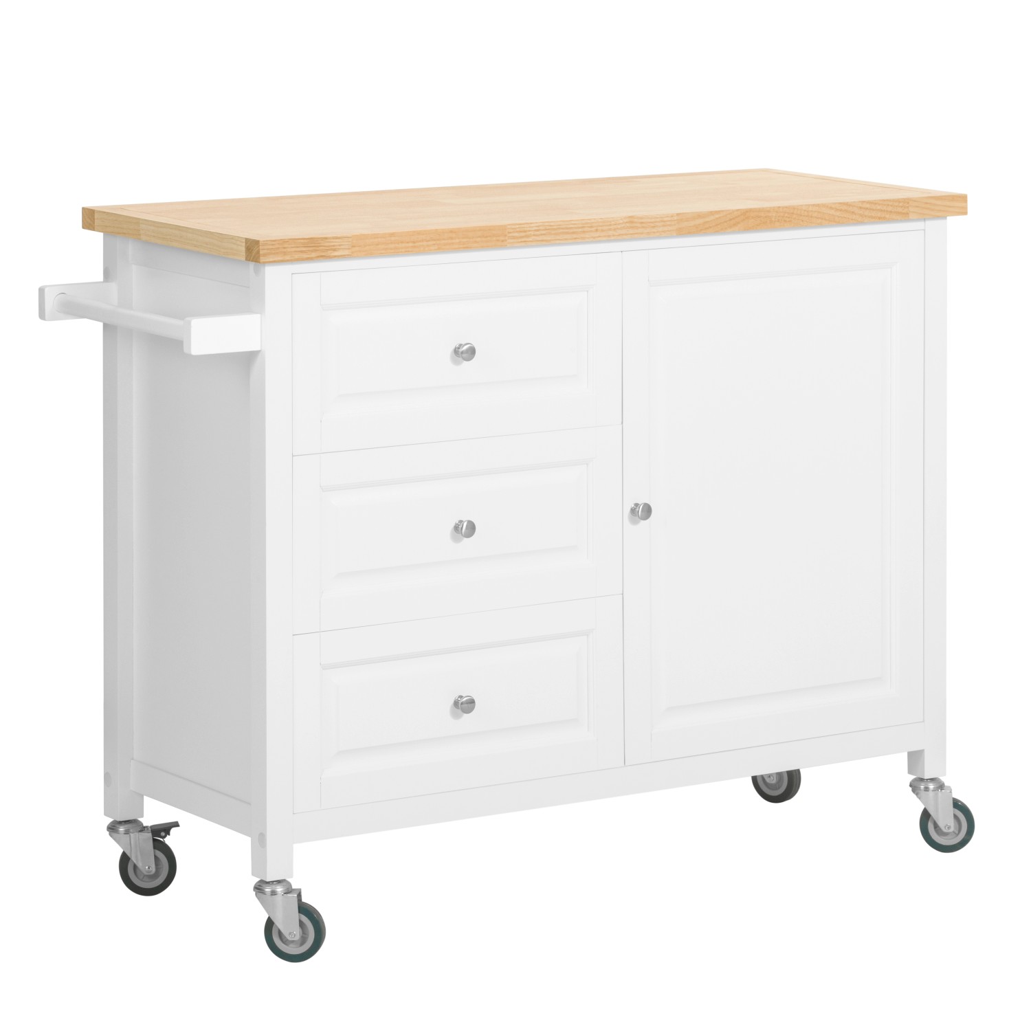 SoBuy Kücheninsel mit 3 Schubladen und 1 Tür Küchenschrank Sideboard FKW106-WN