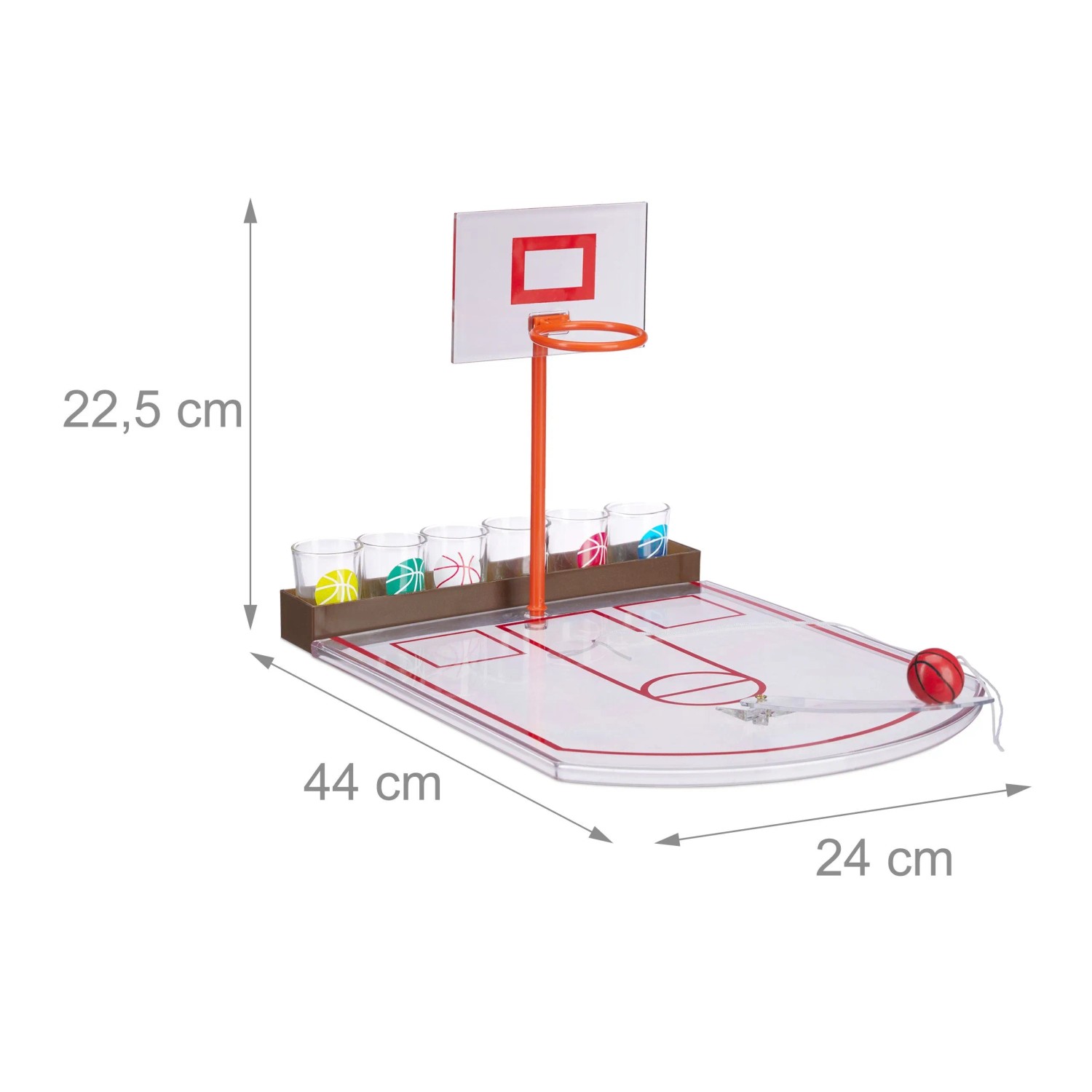 Relaxdays Basketball Trinkspiel Kunststoff Transparent Manuell 22,5 cm x 24 cm x 44 cm 0,5 kg_4