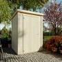 Kiehn-Holz Gerätehaus KH 16-007, unbehandeltes Holz, 135x132cm, im Garten.