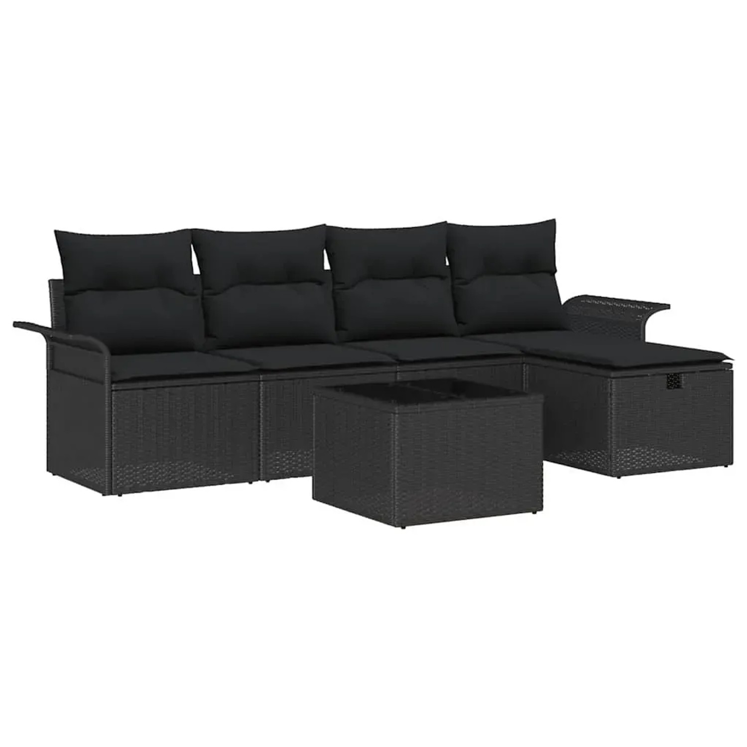 vidaXL Garten-Sofa-Set mit Kissen 6-Tlg Schwarz Poly Rattan 3360204 günstig online kaufen