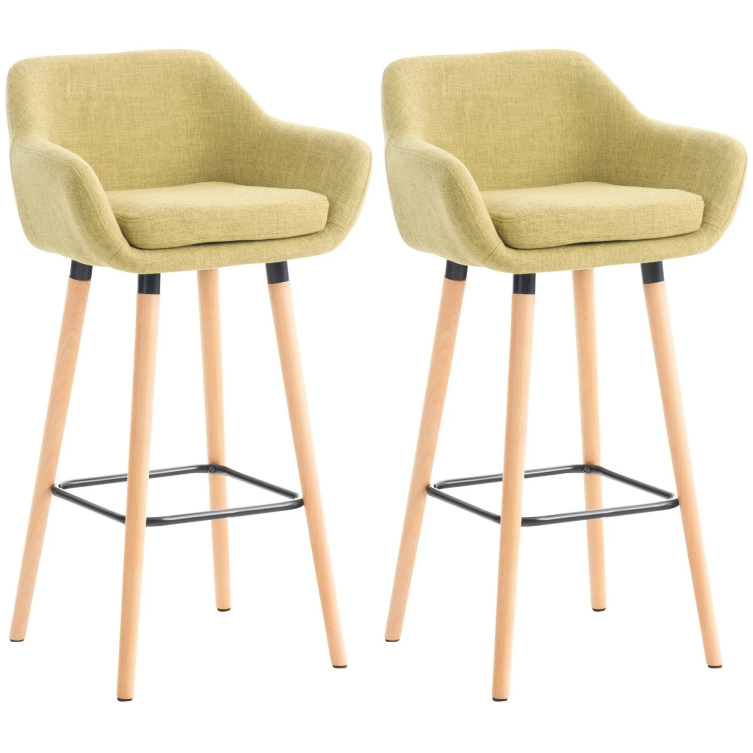 DELUKE Barhocker 2er Set Mit Lehne HellGrünfarbig VILO Stoffbezug 99x55x46cm Barhocker Mit Lehne Tresenhocker Barstuhl Thekenhocker