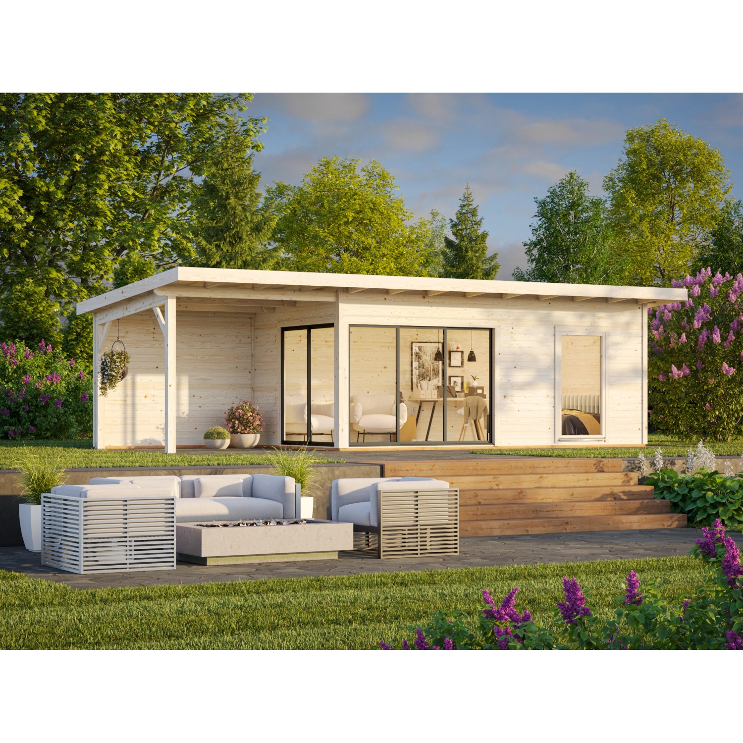 Palmako Gartenhaus Andrea Slide Plus 898 x 300 cm Weiß-Anthrazit FSC® günstig online kaufen