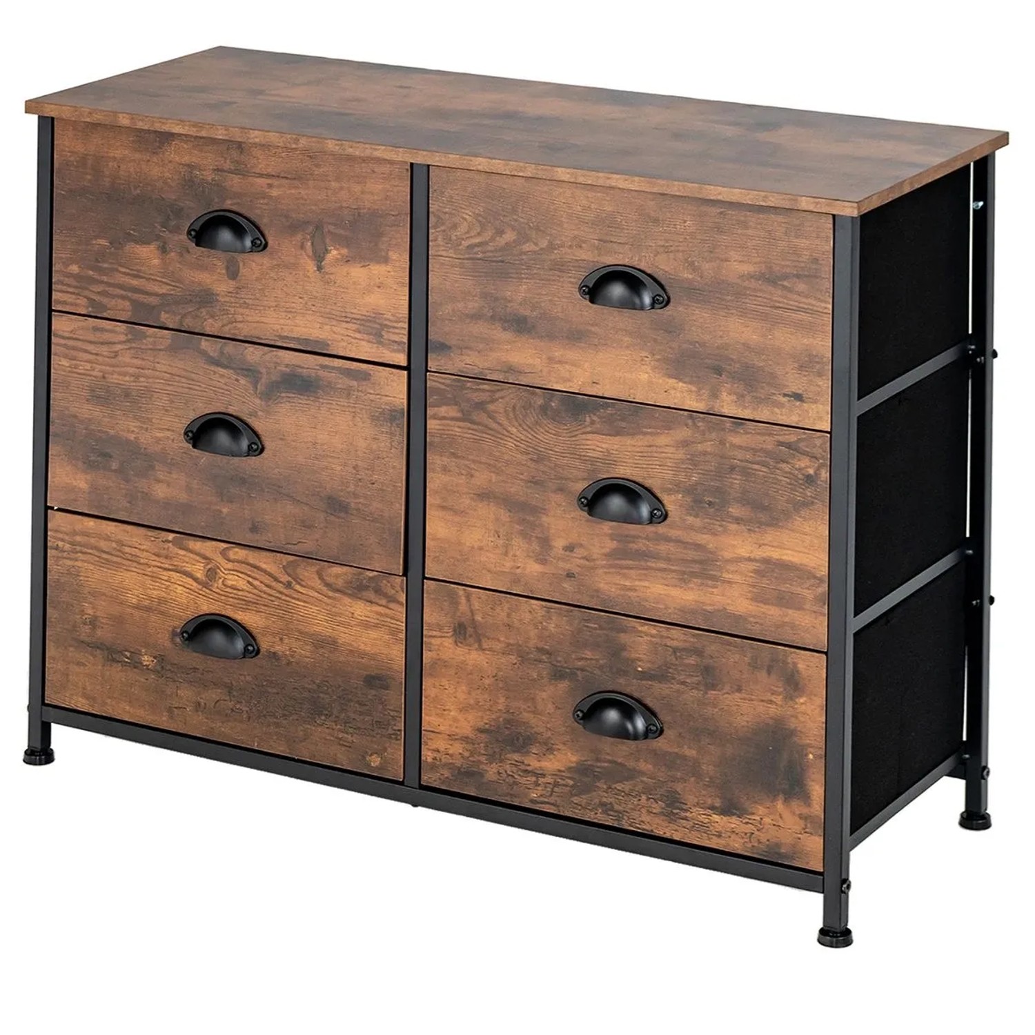 Costway Kommode 6 Schubladen 3-Stöckig Stoff Rostfreiem Eisen Holz günstig online kaufen