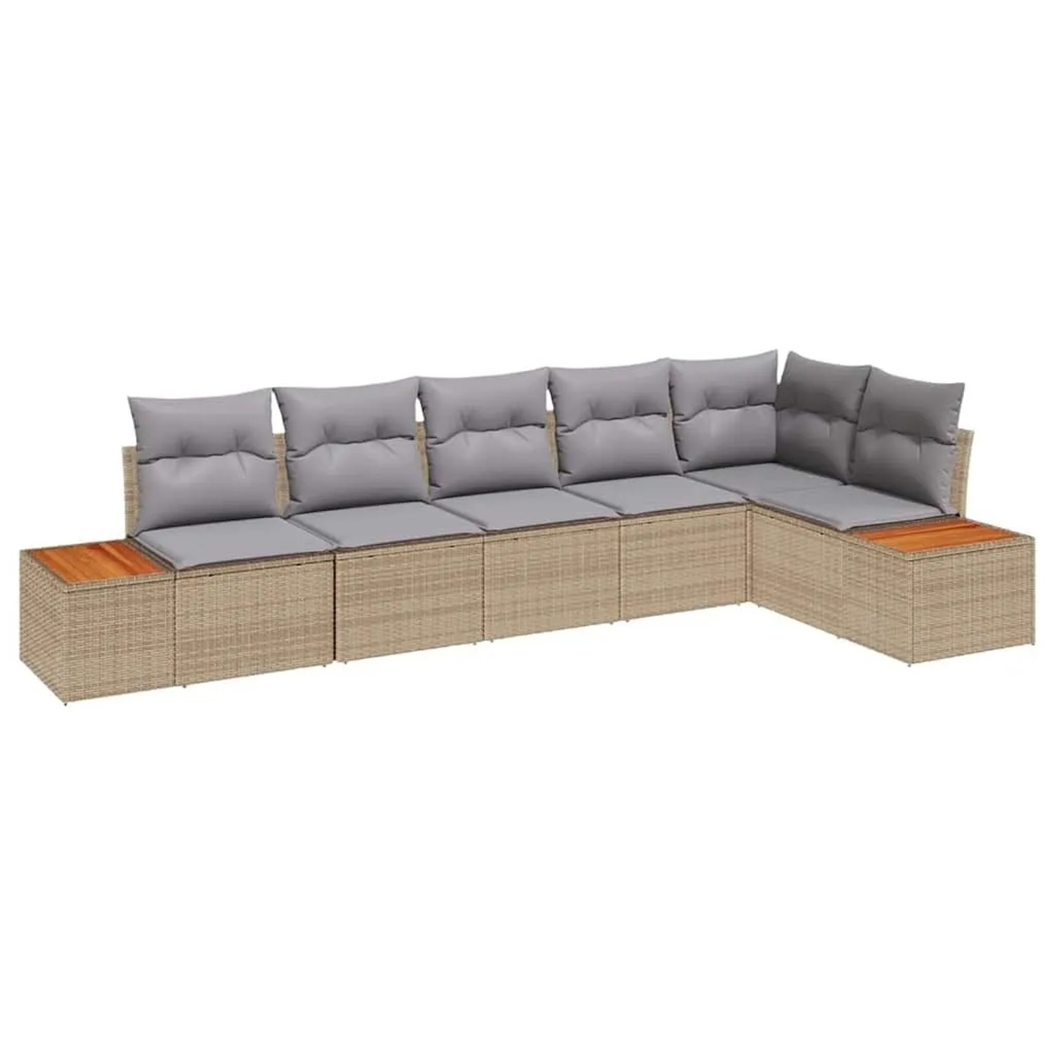 vidaXL Gartensofa-Set mit Kissen 6 Stk Beige und Hellgrau Polyrattan 335676 günstig online kaufen