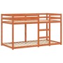Etagenbett aus Kiefernholz, wachsbraun, mit Leiter. Platzsparendes Kinderbett für Matratzen 90x190 cm.