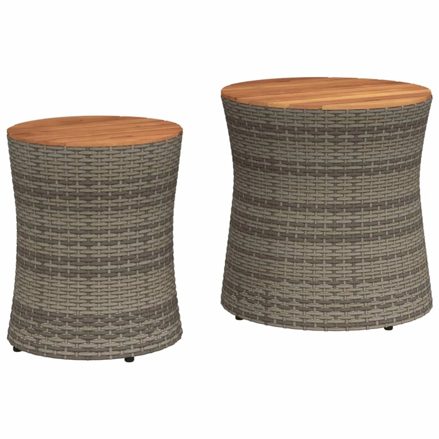 vidaXL Garten-Beistelltische 2 Stk mit Holzplatte Grau Poly Rattan 366289 günstig online kaufen