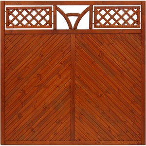 Sichtschutzzaun Toulon, 180x180 cm, Teakholz mit Gittereinsatz für Garten und Terrasse.