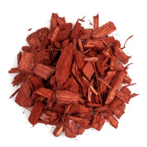 Bevermann Premium Holzdekor Rot, 50 l: Rote Holzschnitzel für Beetabdeckung und Gartendekoration.