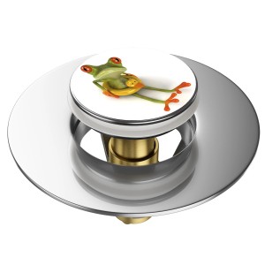 Sanilo Pop Up Waschbeckenstöpsel mit Frosch Motiv, verchromt.