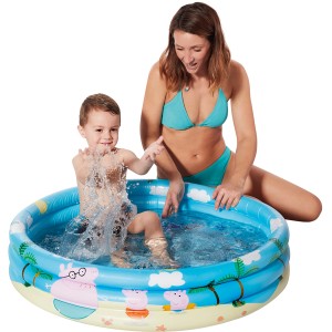 Happy People Peppa Pig Planschbecken (Ø 100 cm) mit Kind und Erwachsenem.