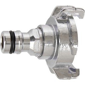 Geka plus Übergangsstück mit Klaue und Stecker, silberfarben, für Schlauch- und Stecksysteme.