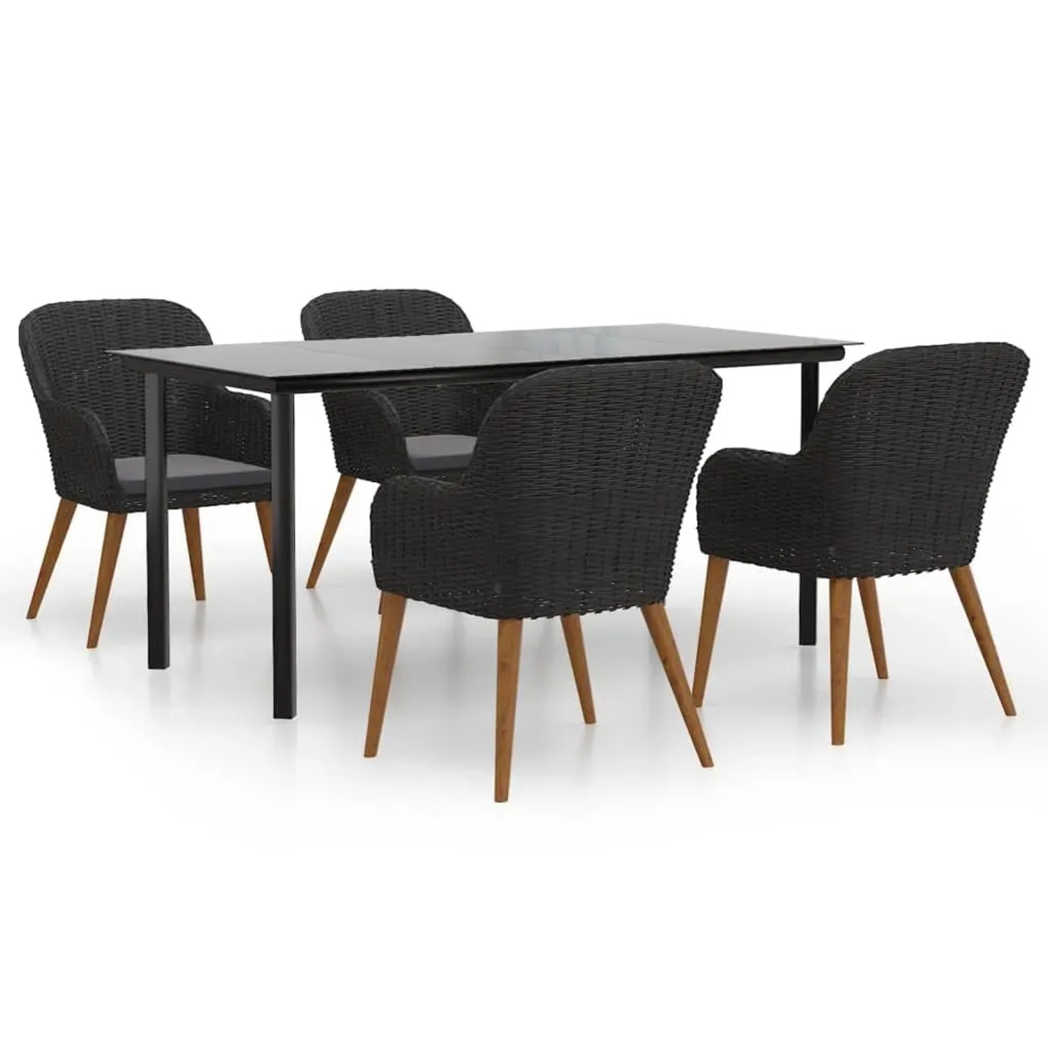 vidaXL 5-Tlg Garten-Essgruppe mit Kissen Schwarz 3156718