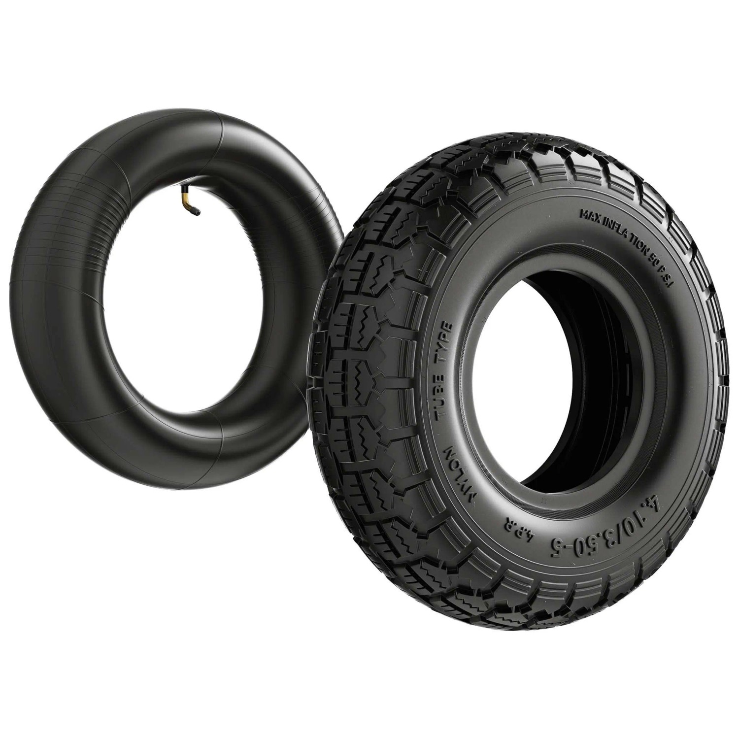 Wiltec Reifen Mäher 11X4.10/3.50-5 4Pr Mit Schlauch Winkelventil Komplettrad