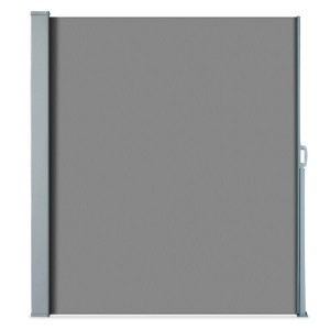 Anthrazitfarbene KARAT Seitenmarkise, ausziehbar, für Balkon und Terrasse. Blickdichter Wind- und Sichtschutz.