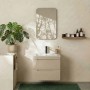 Beiger Vente-unique Waschbeckenunterschrank Aruba, 60 cm, mit 2 Schubladen im modernen Badezimmer. Hängend unter Waschbecken.