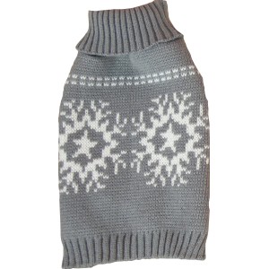 Grauer Heim Hundepullover mit Schneeflockenmuster, Größe 40.