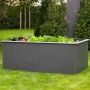 Anthrazitfarbenes Westmann Hochbeet Primus aus Metall mit Schneckenschutz, 200x100 cm, bepflanzt.