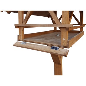 Detailaufnahme des Dobar Vogelhaus Westfalen mit Futterhaus aus Kiefernholz.