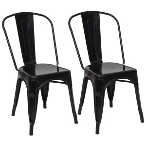 CHEFGASTRO Stühle, 2er-Set, schwarz, Metall, Industriedesign, stapelbar.