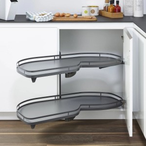 Kesseböhmer LeMans II Anthrazit Links 450 mm Eckschrankbeschlag mit ARENA Style Tablaren