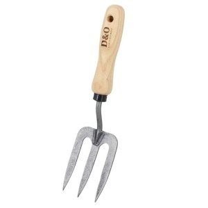 D&O kleine Pflanzgabel mit Eschenholzgriff für Gartenarbeiten.