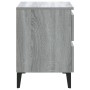 vidaXL Nachttisch Grau Sonoma mit Metallbeinen, 40x35x50 cm.