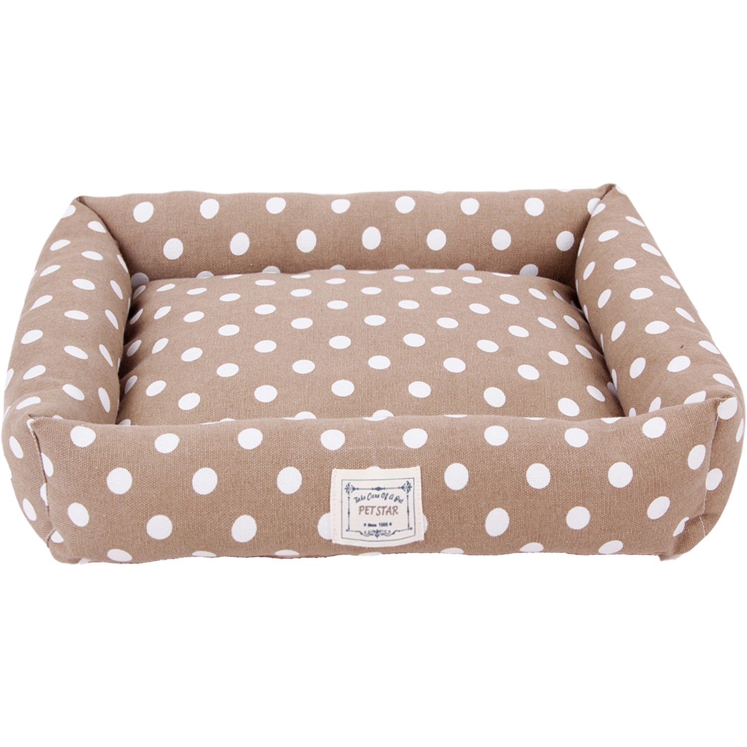 Heim Haustierbett Dots Gr. M 48 cm x 42 cm x 7 cm Beige mit Punkten